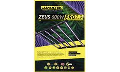 Lumatek - Model ZEUS 600W PRO 2.9 - Indoor LED Horticultural Lighting Datasheet