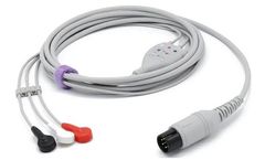 Sino-K AAMI - Model SG3140S - 3 Lead wire One-piece ECG cable 6 Pin Snap Connector