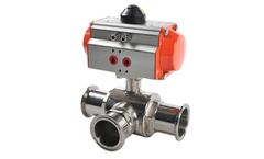 Fleyenda Flow - Model CF3M and CF8M - 3 Way Sanitary Ball Valve with Pneumatic Actuator