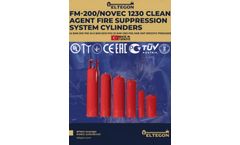 Eltegon - Model HFC-227ea (FM-200) / FK-5-1-12 (NOVEC 1230) - Clean Agent Fire Suppression System Cylinders - Brochure