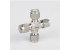 Jewellok - Model 316L SS- 7102L - Stainless Steel Union Cross Ultra High Purity Long Arm Union Elbow Tee - Cross Butt Weld Fittings