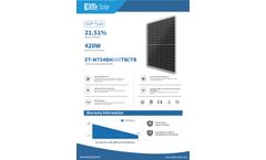 EliTe Solar - Model ET-M754BH400-420TWTB (182P-Type) - Solar Module - Brochure
