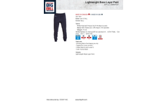 Model DW0PD7 - Lightweight Base Layer Pant Brochure