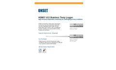 Onset HOBO U12 Stainless Temp Data Loggers - Brochure