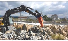 Hydraulic Breaker TABE AGB 12 Breaking Stone`s Blocks - Video