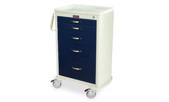 Harloff - Model MDS2430K15-M-Series - Tall Anesthesia Cart, Medium Width, Five Drawers, Key Lock