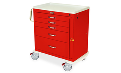 Harloff - Model MDS3024B05-M-Series - Short Emergency Crash Cart, Standard Width, Five Drawers, Breakaway Lock