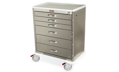 Harloff - Model MDSS3027K16 - Stainless Steel Tall Medical Cart w/Six Drawers and a Key Lock