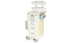 Harloff - Model MDS1830K06+MD18-PHB - Tall Height Mini Width Six Drawer Phlebotomy Cart with Standard Key Lock