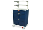 Harloff - Model MDS3030K06+MD30-ADJSHLF2-XBAR - Tall Standard Width Six Drawer Monitor Medical Equipment Cart with Key Lock