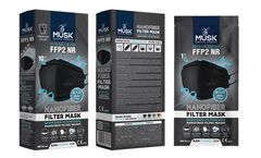 Musk - Model MKF-94 Black -FFP2 NR - Disposable Folded Respirator