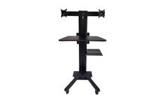 MSEC - Model MS3C-TELE-PCM1202 - Adjustable Height Dual Monitor Mobile Telemedicine Computer Stand