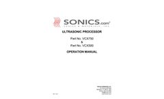 Model VCX750 & VCX500 - Ultrasonic Processor - Operation Manual
