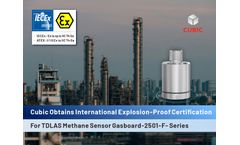 Cubic Achieves International Explosion-Proof Certification for TDLAS Methane Sensor Gasboard-2501