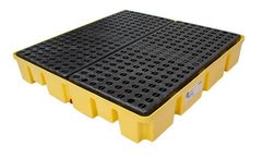 Enpac - Model EN-5400-YE-D - 4 Drum Slim-Line Poly Spill Pallet, Yellow, With Drain