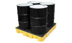 Enpac - Model EN-5400-YE - 4 Drum Slim-Line Poly Spill Pallet, Yellow, No Drain