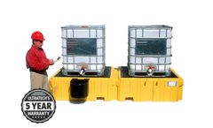 UltraTech - Model UT-1142 - Twin IBC Spill Pallet with Bucket Shelf - Left - No Drain