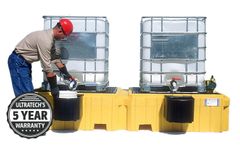 UltraTech - Model UT-1145 - Twin IBC Spill Pallet w/1 Right Side Bucket Shelf - With Drain