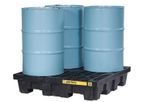 Justrite EcoPolyBlend - Model JR-28637 - 4-Drum Square Black Pallet With Drain