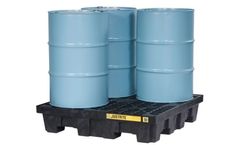 Justrite EcoPolyBlend - Model JR-28637 - 4-Drum Square Black Pallet With Drain