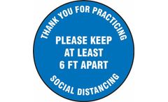 Slip-Gard - Model AF-MFS420 - Floor Sign Please Keep at Least 6 FT Apart - 12 - Blue Background
