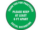 Slip-Gard - Model AF-MFS424 - 12" Floor Sign Please Keep At Least 6 FT Apart - Green Background