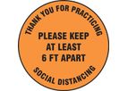 Slip-Gard - Model AF-MFS428 - 12" Floor Sign Please Keep At Least 6 FT Apart - Orange Background
