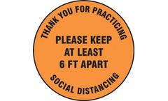Slip-Gard - Model AF-MFS428 - 12" Floor Sign Please Keep At Least 6 FT Apart - Orange Background