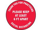 Slip-Gard - Model AF-MFS422 - Floor Sign Please Keep at Least 6 FT Apart - 12 - Red Background