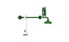 Hughes Safety - Model LAB-23GS/OD - Over Door Mounted Laboratory Shower with Powder Coated Stainless Steel Pipework