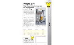 YTRON - Model ZHV - High Shear Inline Homogenizer for Emulsification or Wet Milling - Brochure
