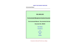 ISO 14001:2015 - Environmental Management Systems Documentation - Brochure