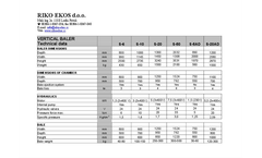 Vertical or Semi-Automatic Balers - Technical Data