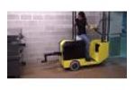 The Battery-Powered WasteCaddy Ride-on dumpster mover navigates tight trash rooms and pulls dumpsters. Video