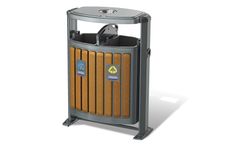 Marine Dancer - Model D-01A - Wood Grain Metal Trash Can