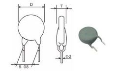 AMWEI - Model 650V 50 Ohm 3A -  PTC Thermistor for Telecom Overload Protection, Leaded Disk Coated, TDK EPCOS B59154U1135B140 Cross