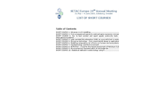 SETAC Europe 19th Annual Meeting Short Course Descriptions