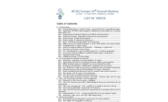 SETAC Europe 19th Annual Meeting Topic Descriptions