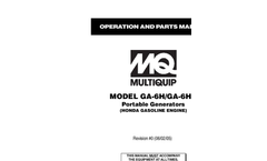 Multiquip - Model GA25HR - Portable Generator - Brochure