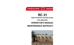 Model RC31 - Light Mounted Reversible Compact Plough - Manual