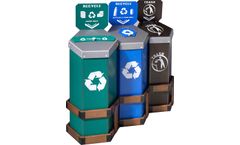 Hexstation - Model H3DWF-I - 3-Bin Recycling and Trash Station