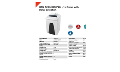 HSM SECURIO - Model P40i - 1 x 5mm - Metal Detection Document Shredders - Datasheet