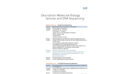 Molecular Biology Services and DNA Sequencing Brochure