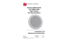 Federal Signal AudioMaster - Model AMR6-2570K and AMR6-100K - High Fidelity Two-Way Speakers - Manual