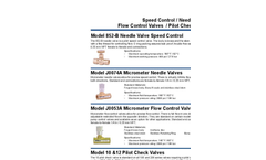 Singer Valve 852-B Needle Valve Speed Control - Product Guide