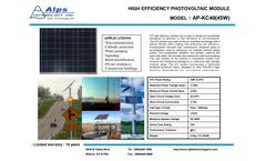 Alps - Model AP-KC40(45W) - Solar Panel - Brochure