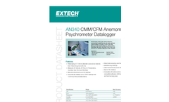 Extech - Model AN340 - CMM/CFM Anemometer/Psychrometer Datalogger - Datasheet