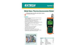 Extech - Model SDL300 - Metal Vane Thermo-Anemometer/Datalogger - Datasheet