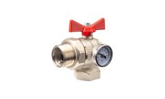 Kaspa - Model DN25 - 08.07.552 - Butterfly Angle Ball Valve with Thermometer and Union Connection