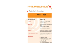 Prima - Model PAS 120 - Mid-Size Acoustic Cleaner - Brochure